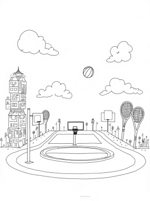 Urban Sports Arena with Giant Basketball Hoop