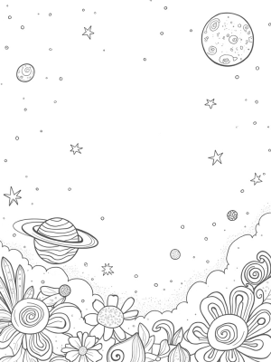 Cosmic Garden with Swirling Galaxies and a Shimmering Planet