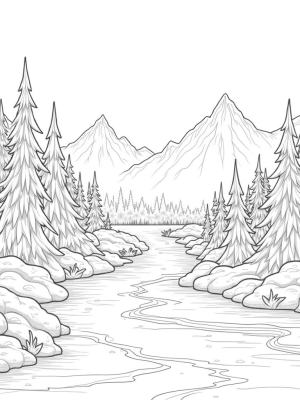 Frosty Landscape with Ice Swans and Crystal Trees