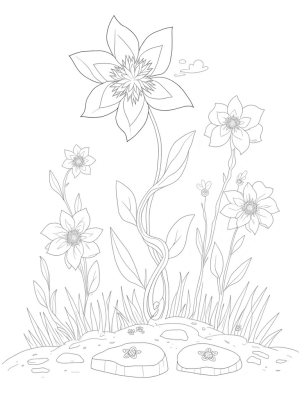 Oversized Geometric Flowers in a Whimsical Garden