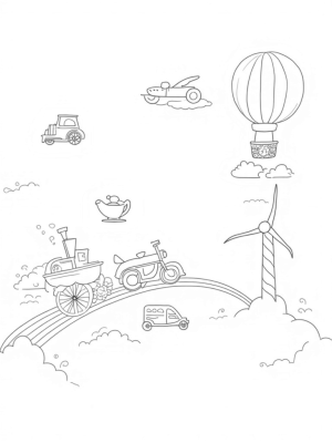 Floating Vehicles in a Whimsical Sky