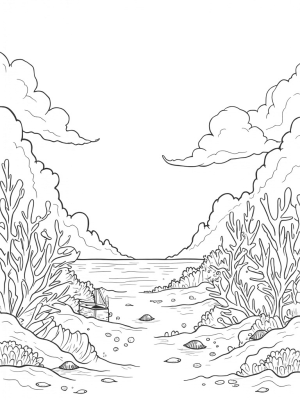 Underwater Coral Forest with Shark Cloud