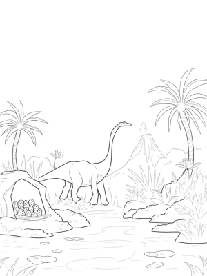 Brachiosaurus in a Prehistoric Jungle