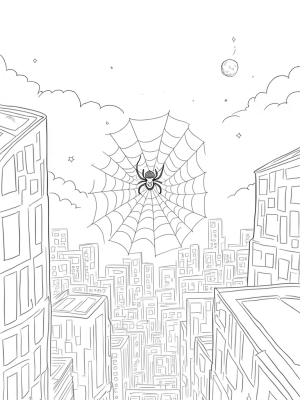 Twisted Skyscrapers and a Spider's Web at Dusk
