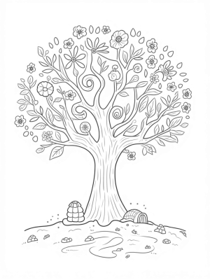 Seasons Tree with Spring, Summer, Autumn, and Winter