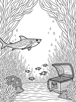 Underwater Kingdom with Musical Coral and Colorful Shark