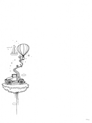 Floating Islands with Hot Air Balloons and a Vintage Car