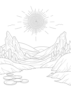 Abstract Landscape with Spiraled Trees and Musical Lilies