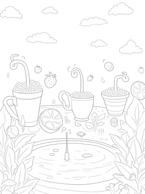 Oversized Boba Tea Cups in a Magical Garden