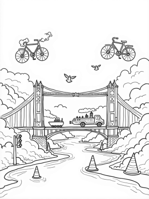 Vintage Bicycles and Whimsical Cityscape