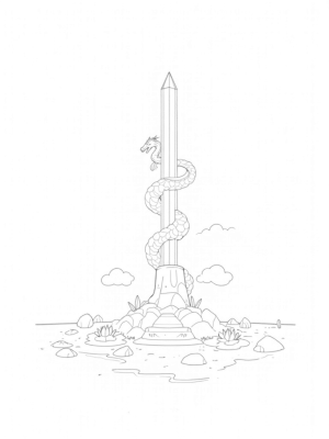 Majestic Dragon Coiled Around a Crystal Spire