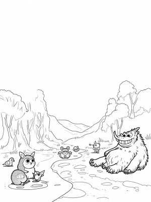 Magical Forest Clearing with a Friendly Gruffalo