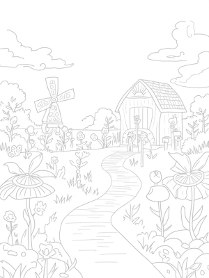 Giant Vegetables and a Whimsical Farm Landscape