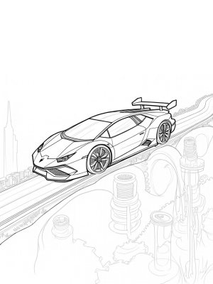 Floating Lamborghini on a Neon Highway