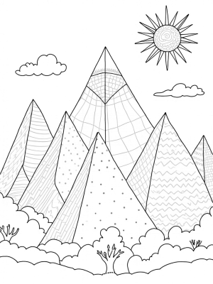 Geometric Triangle Landscape with Mandala Mountain