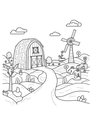Colorful Patchwork Barn and Oversized Veggies