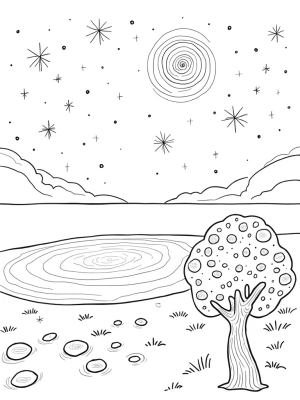 Celestial Swirls and Tranquil Reflections