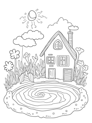 Dreamhouse Surrounded by Giant Pastel Flowers