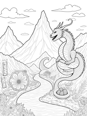 Majestic Dragon Coiled Around a Crystal Peak