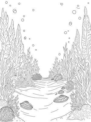 Underwater Garden with Kelp, Coral, and Jellyfish