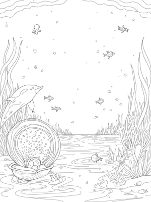 Underwater Wonderland with Dolphin and Seashell