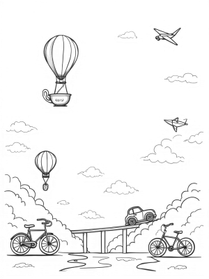 Floating Vehicles in a Whimsical Sky