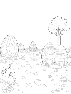 Oversized Easter Eggs in a Magical Garden