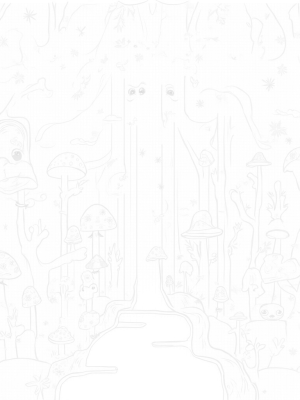 Whimsical Forest with Towering Mushrooms and Peculiar Creatures