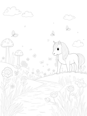 Majestic Pony in a Colorful Flower Meadow