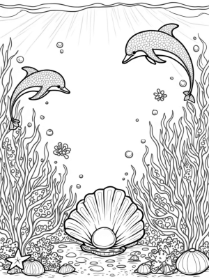 Dolphins in a Vibrant Underwater Garden