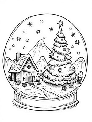 Snow Globe Holiday Village with Gingerbread House and Christmas Tree