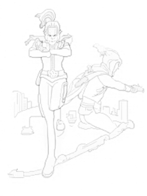 Black Widow and Hawkeye in Action