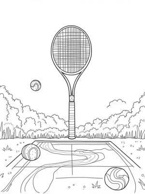 Colossal Tennis Racket in a Meadow