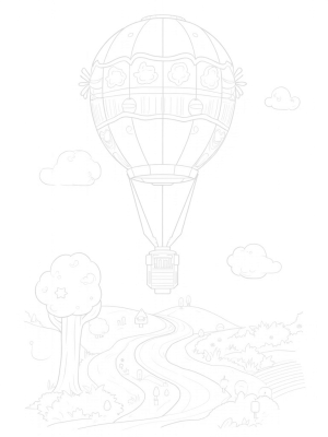 Bus-Shaped Hot Air Balloon Over a Colorful Landscape