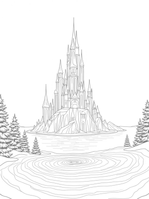 Majestic Ice Castle on a Frozen Lake