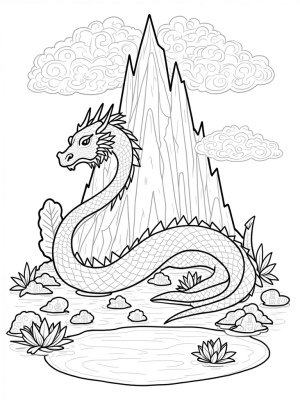 Majestic Dragon Coiled Around Crystal Mountain