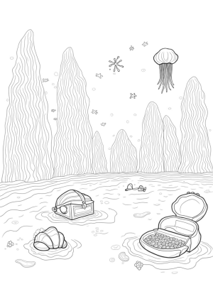 Underwater City with Coral Skyscrapers and Jellyfish Chandelier