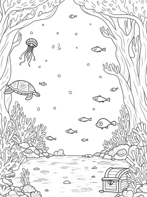 Underwater Jungle with Coral Trees and Sea Life