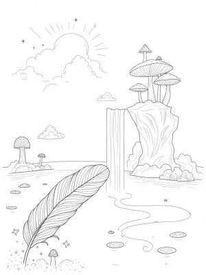 Floating Islands with Crystalline Trees and Cascading Waterfalls