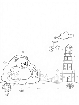Oversized Toys in a Whimsical Nursery Landscape