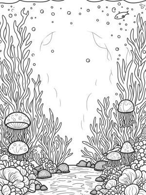 Underwater Garden with Jellyfish and Coral