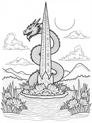 Majestic Dragon Coiled Around Crystal Spire