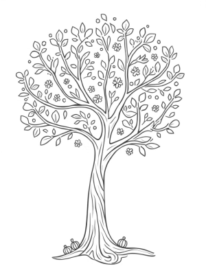 Four Seasons Tree with Colorful Details