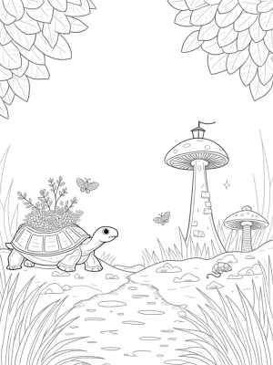 Giant Tortoise with a Flower Garden in a Jungle