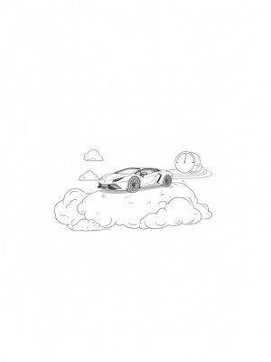 Sleek Lamborghini on a Cloud Island
