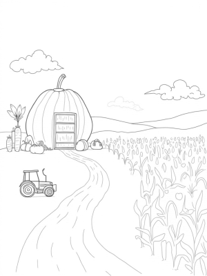 Enormous Vegetables in a Whimsical Farm Landscape