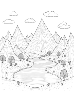 Triangular Landscape with Mountains and Lake