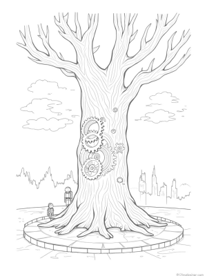 Colossal Tree Fortress with Gears and Cogs