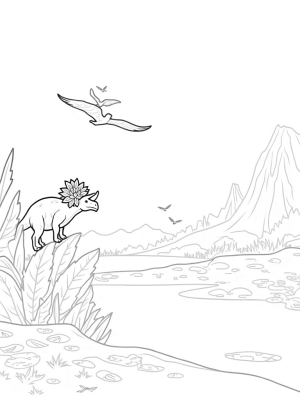 Playful Triceratops in a Prehistoric Jungle