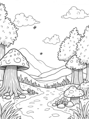 Gruffalo's Forest Clearing with Mushrooms and Creatures